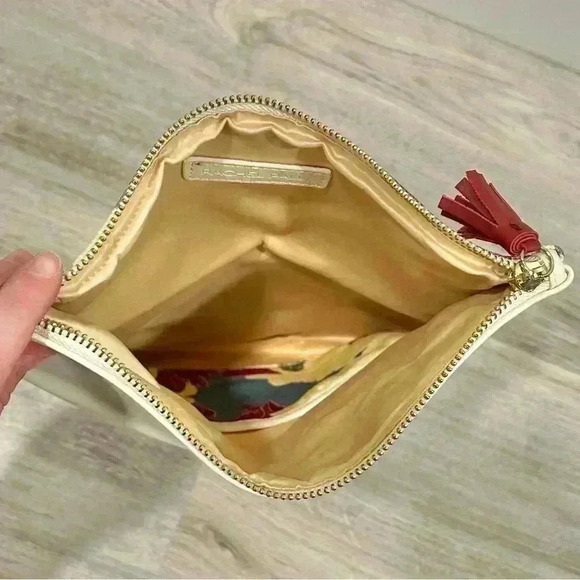 Rachel Pally Reversible Fold Over Clutch Bag Floral Canvas Cream Faux Leather - Picture 4 of 9